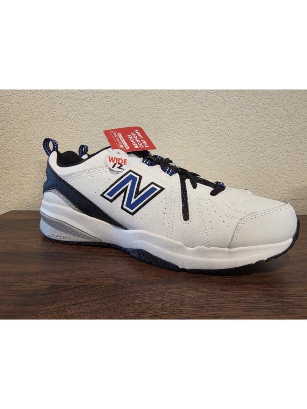 New Balance 608 V5 MX608WR5 Men's Size 12 2E Wide White Blue Walking Shoes NWOB